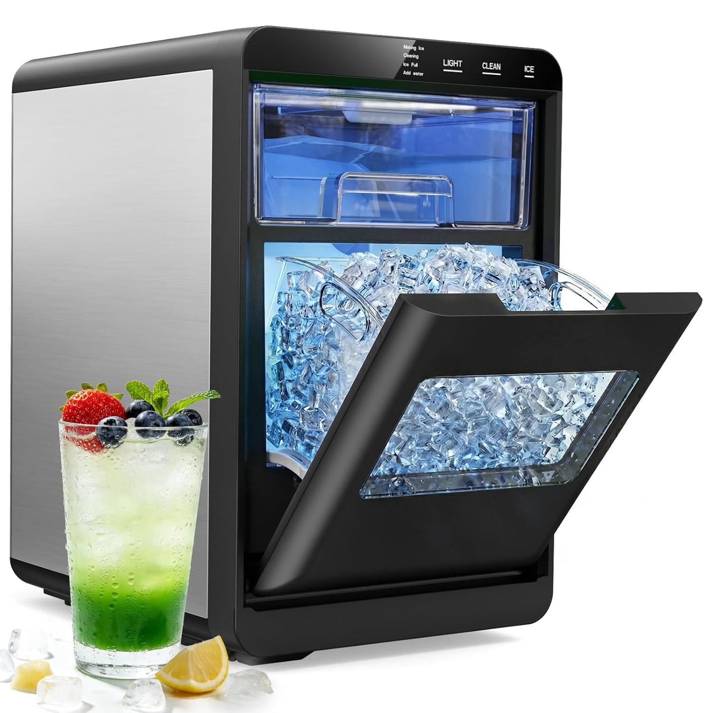 🧊 44 lbs Nugget Ice Maker | Ready in 5 Min | Self‑Cleaning | Low Noise