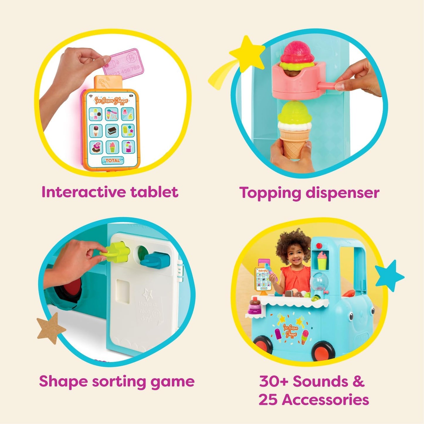 🍦 Interactive Ice Cream Truck | Pretend Play Set | Tablet + 30+ Sounds | Ages 2+