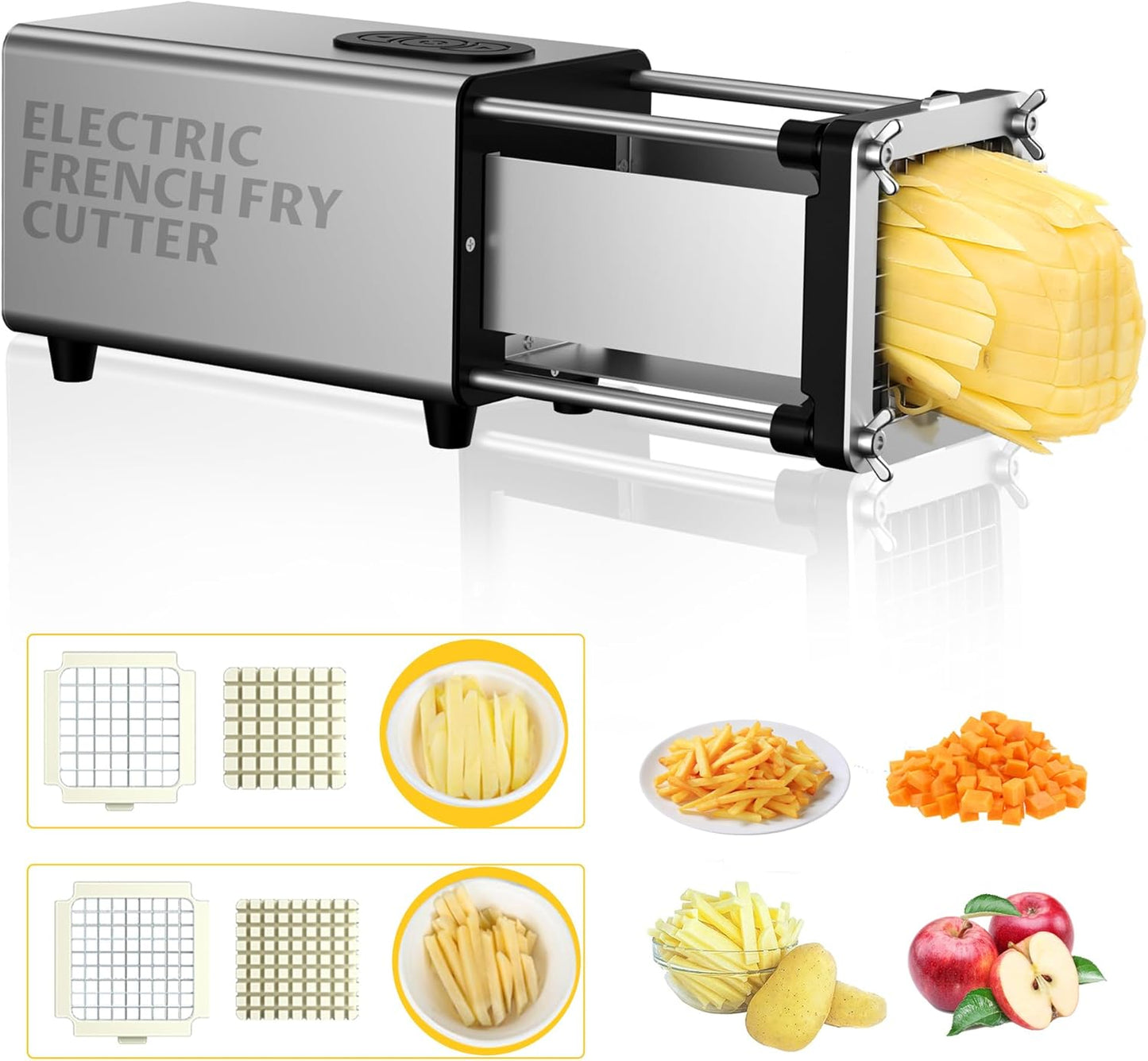 ⚡ Electric French Fry Cutter | 1/2" & 3/8" Blades | Stainless Steel