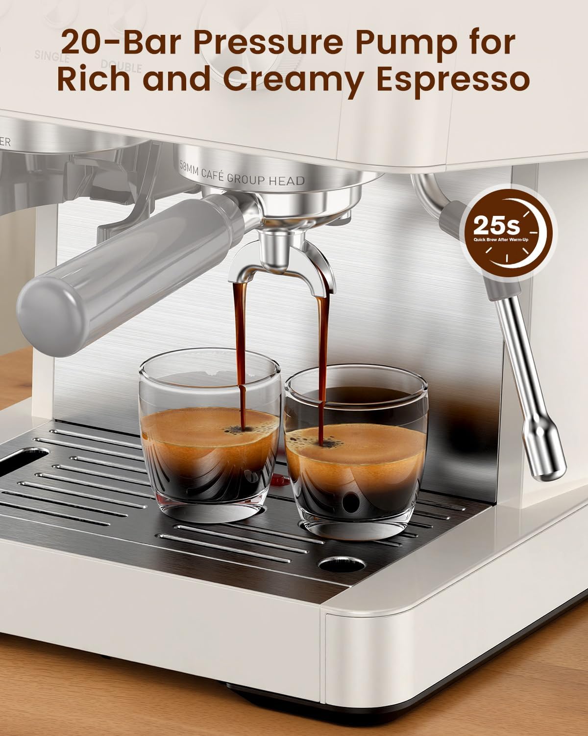 ☕ 20 Bar Espresso Machine | Built-in Grinder | Anti-Clog