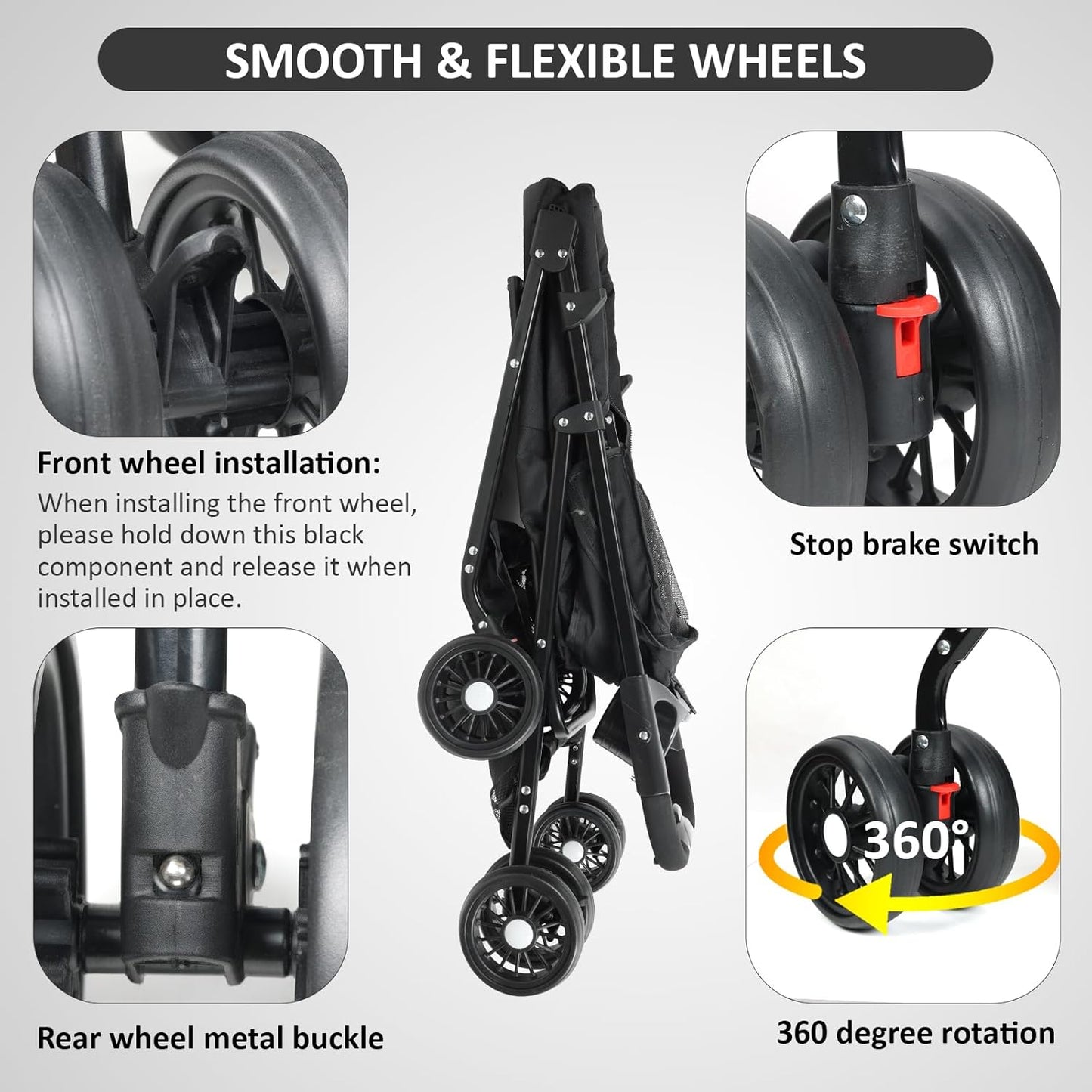 🐾 Pet Stroller | 4‑Wheel Foldable | For Cats & Small Dogs