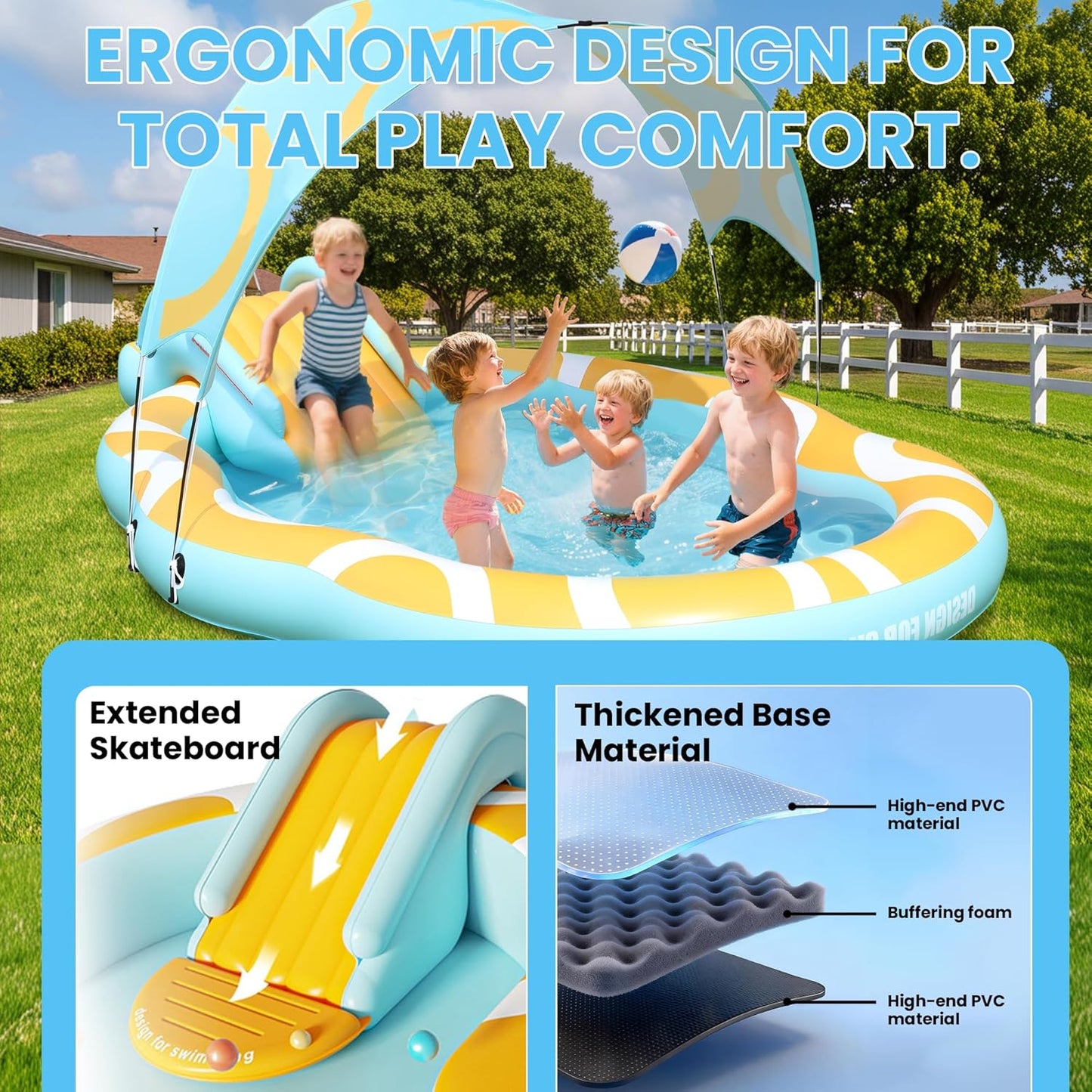 🏊‍♂️Inflatable Kids Swimming Pool with Slide