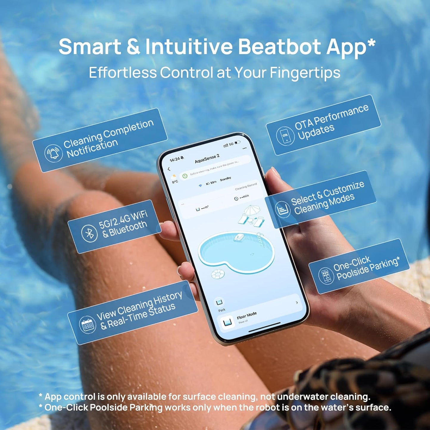 🤖 Smart Robotic Pool Cleaner – Floors, Walls & Waterline