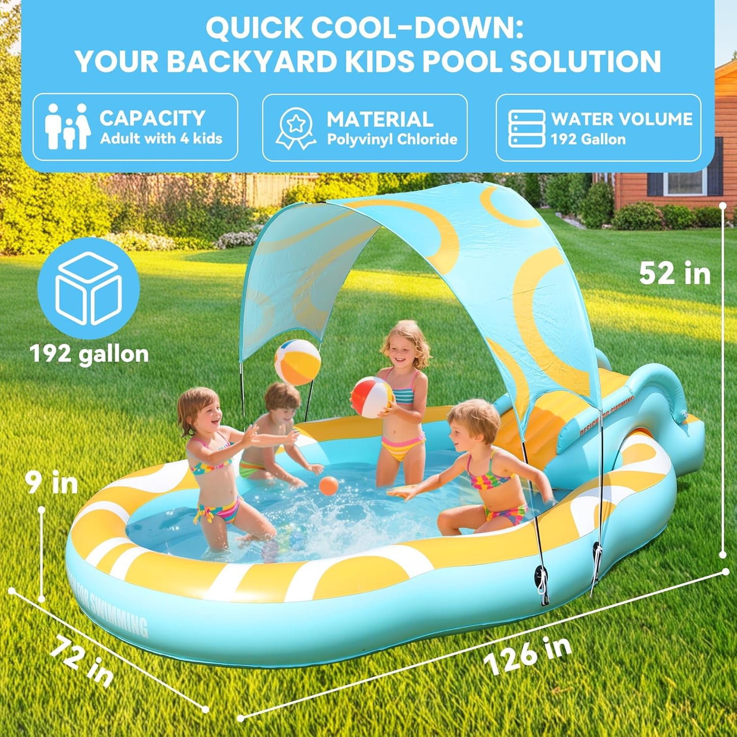 🏊‍♂️Inflatable Kids Swimming Pool with Slide