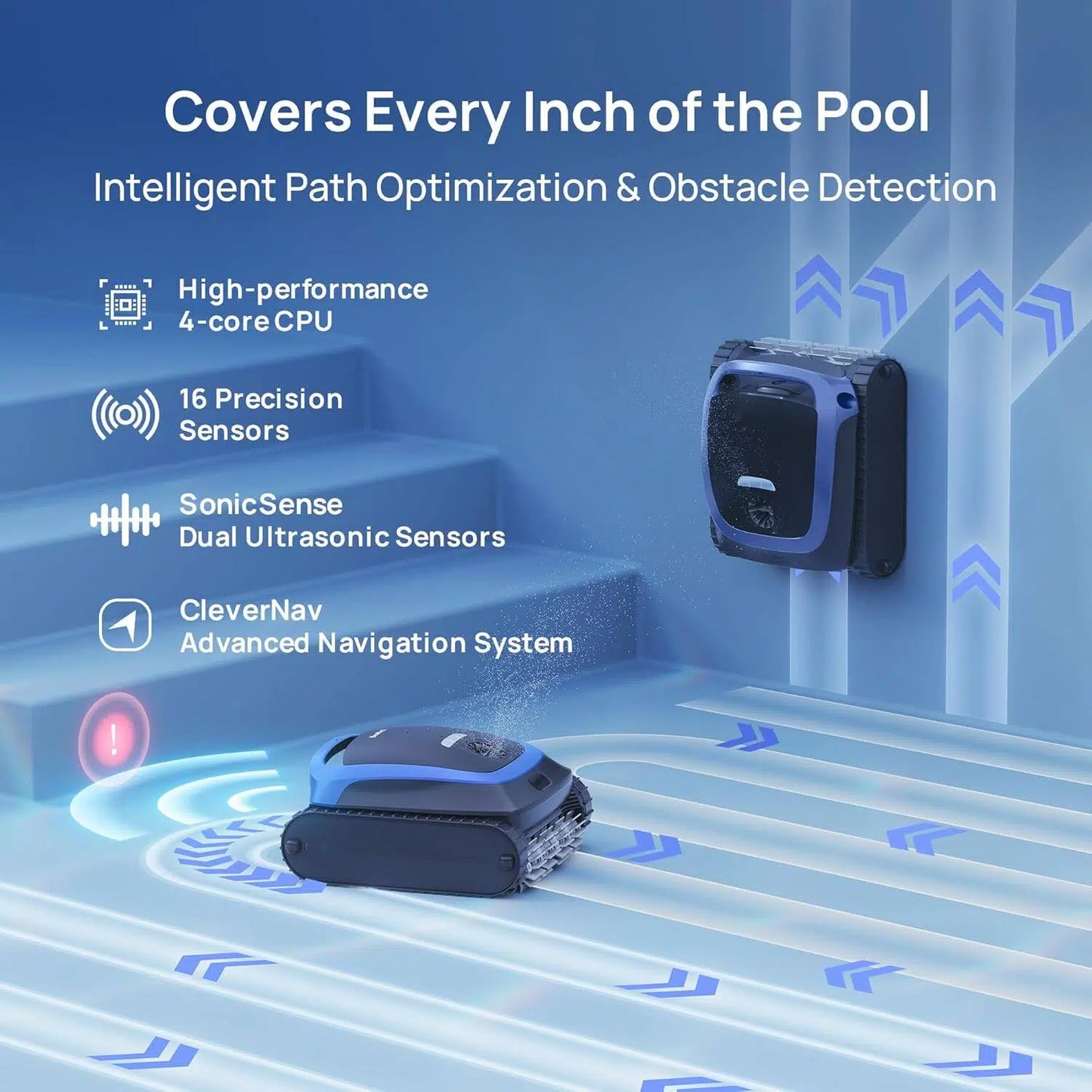 🤖 Smart Robotic Pool Cleaner – Floors, Walls & Waterline