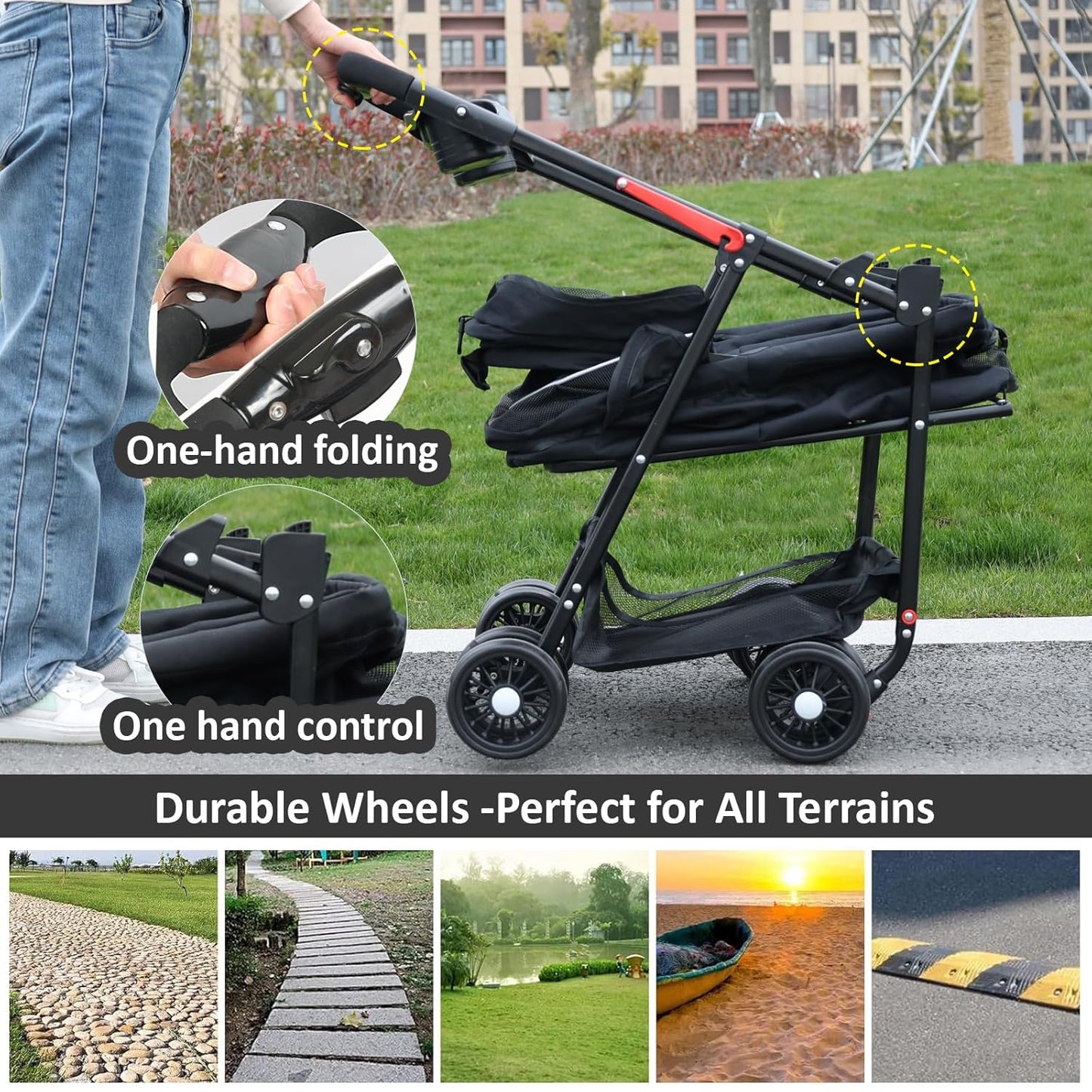 🐾 Pet Stroller | 4‑Wheel Foldable | For Cats & Small Dogs