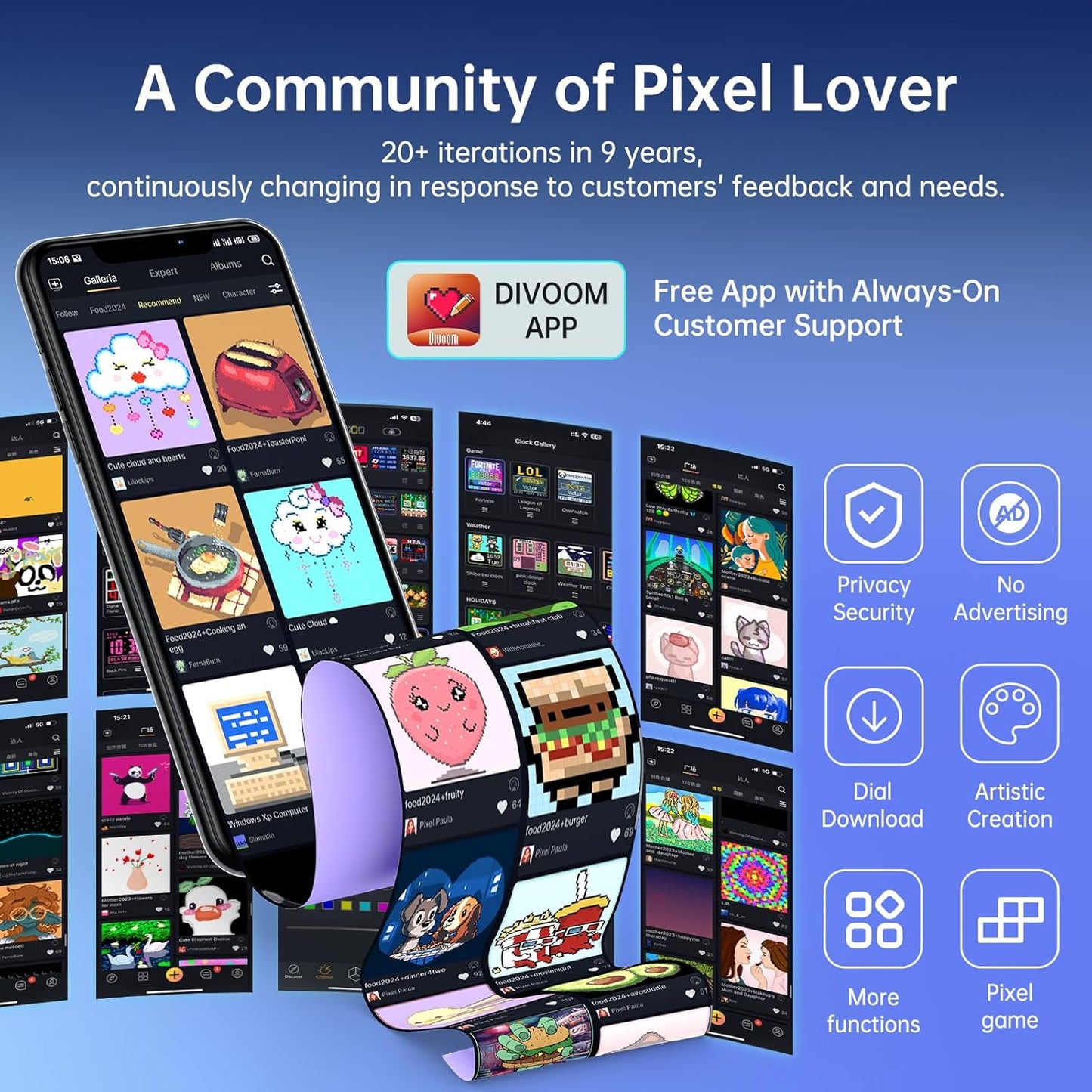🖼️ Pixel Art Info Display | 5× IPS Screens | WiFi | APP Control | Desk Decor