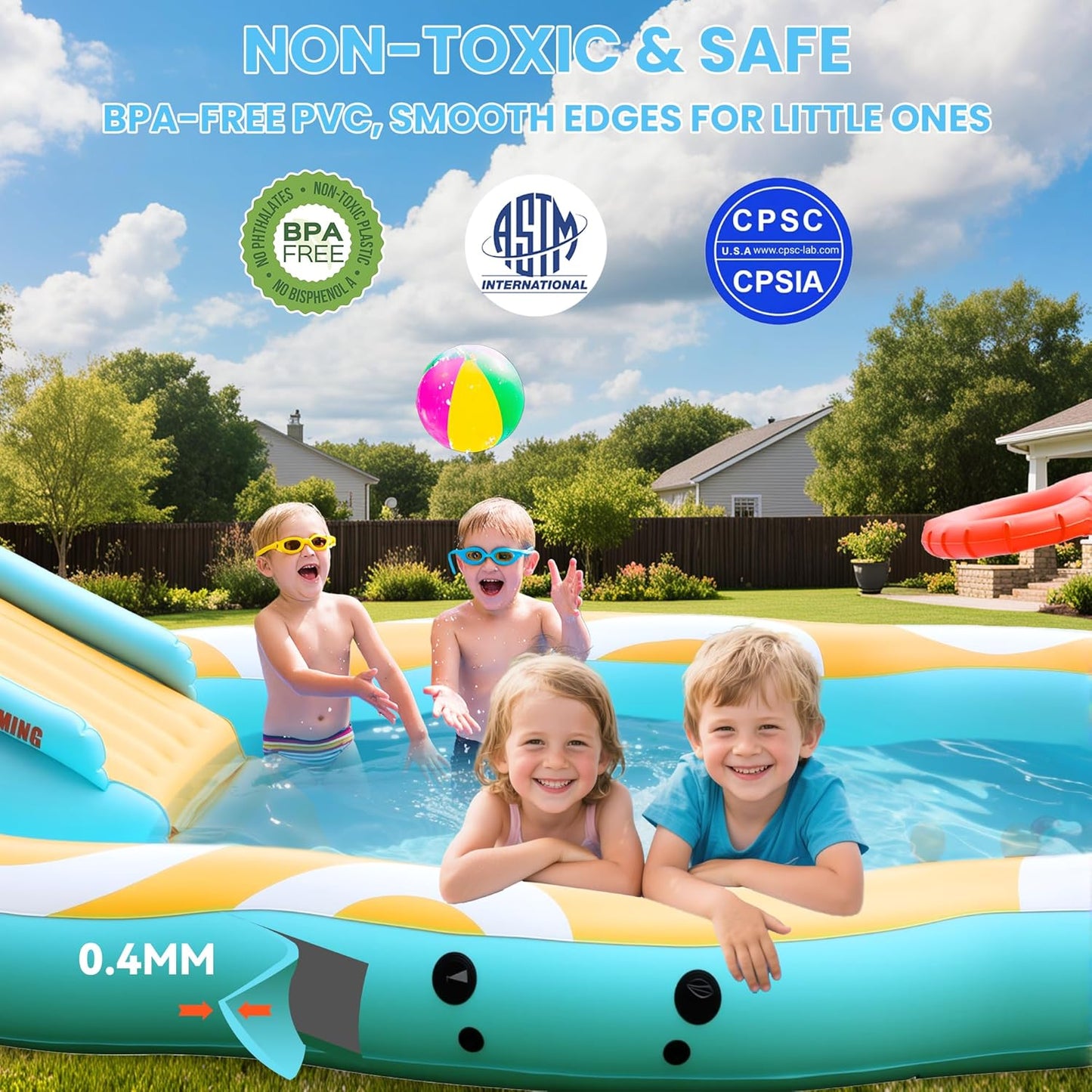 🏊‍♂️Inflatable Kids Swimming Pool with Slide