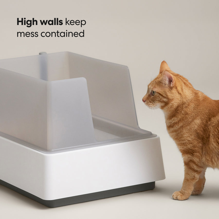 🐾Modern Open‑Top Litter Box – Built‑In Cleaning Tools, High Walls, Anti‑Stick Plastic