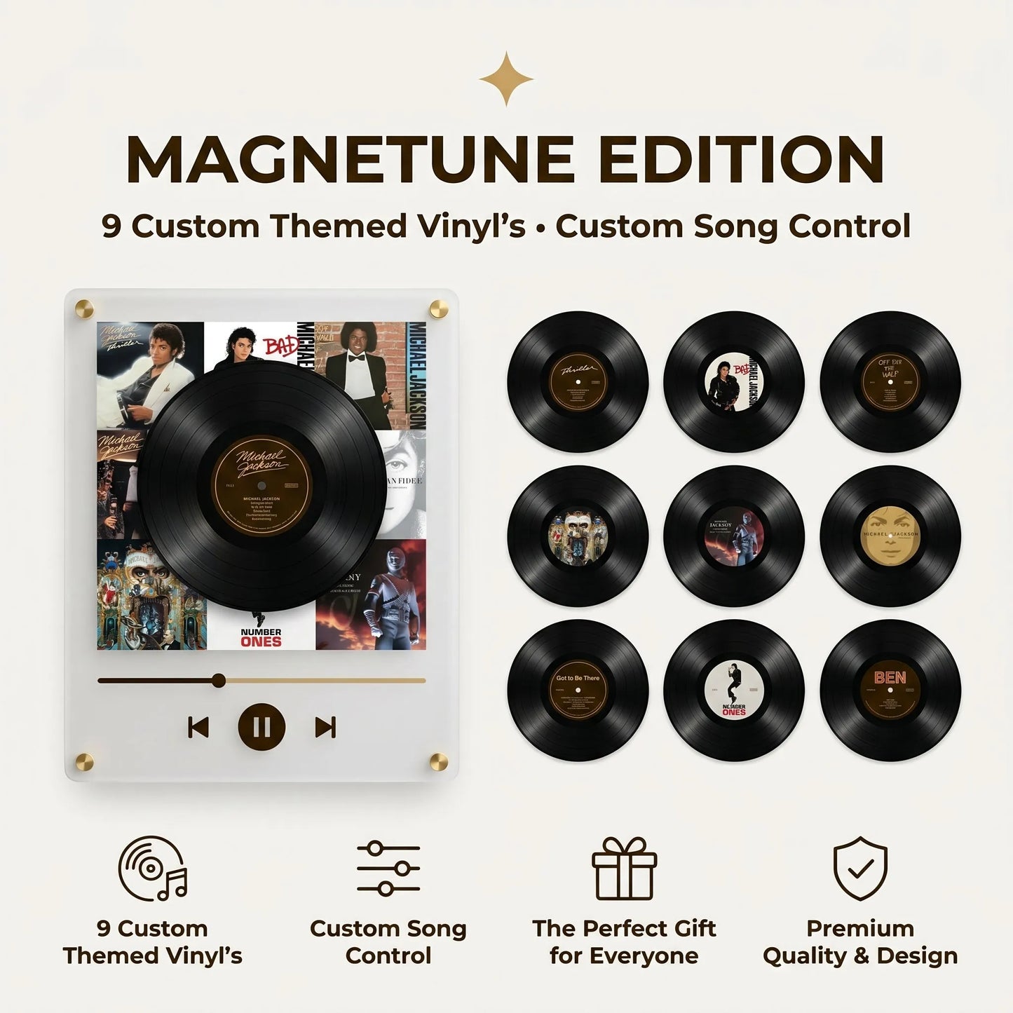 🎛️ NFC Vinyl Record Player | 9 Song Magnets | Wall-Mountable | Retro Glow