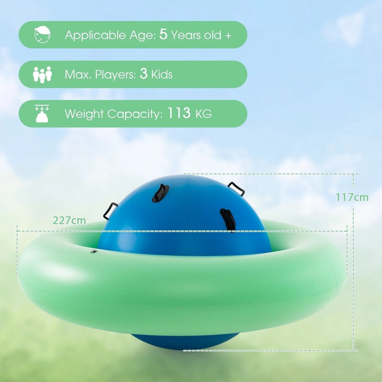 🎈 7.5ft Inflatable Dome Rocker | 6 Handles | Bounce, Roll, Climb