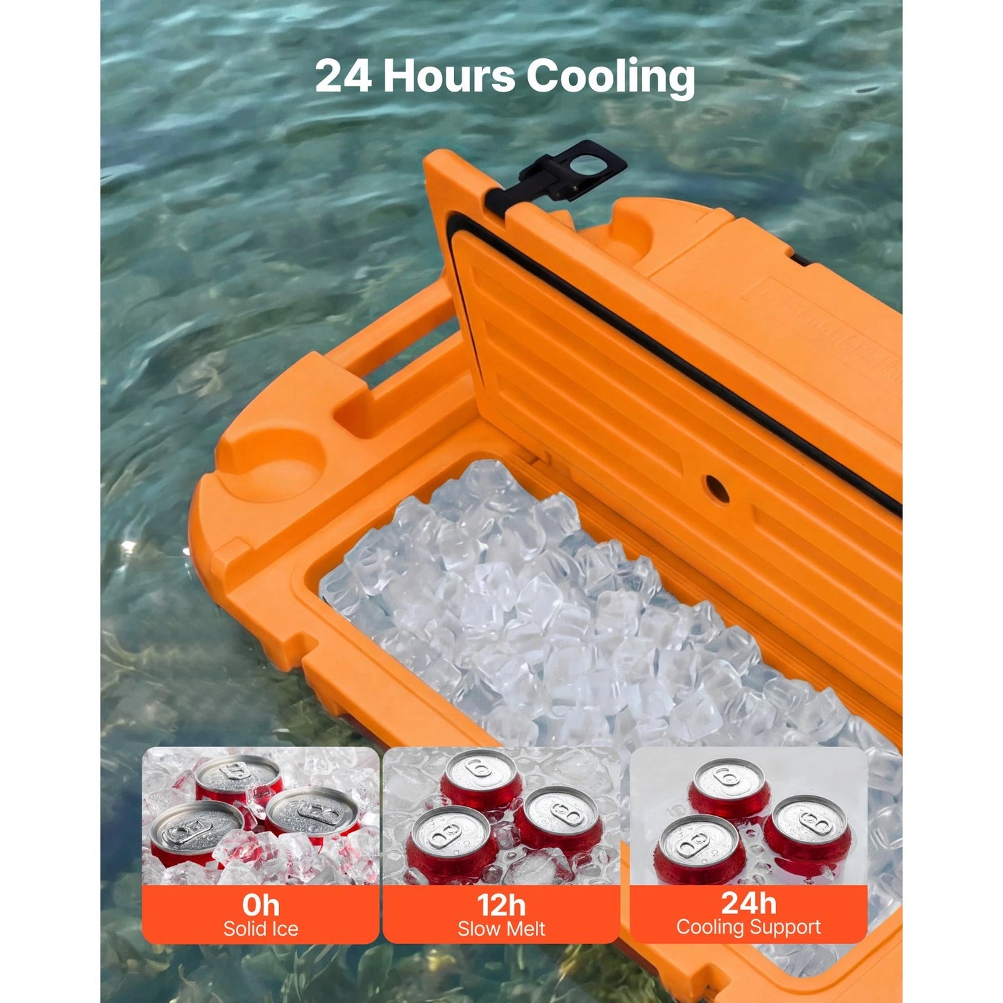 🌊 40QT Floating Cooler | Amphibious Hard Shell | Towable | Orange