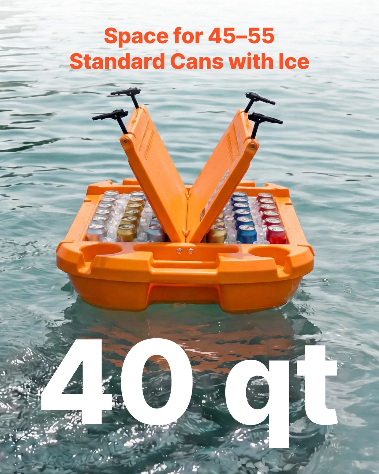 🌊 40QT Floating Cooler | Amphibious Hard Shell | Towable | Orange
