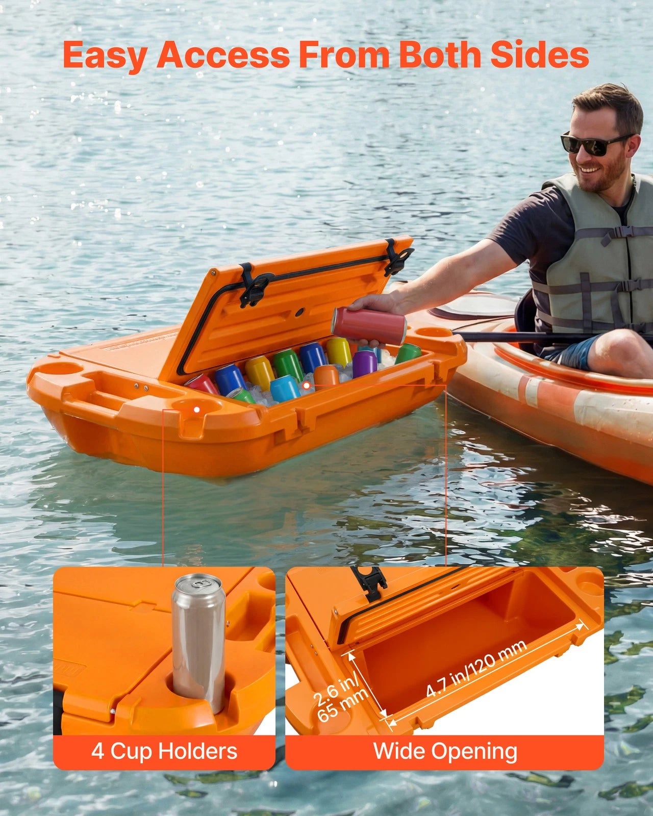 🌊 40QT Floating Cooler | Amphibious Hard Shell | Towable | Orange