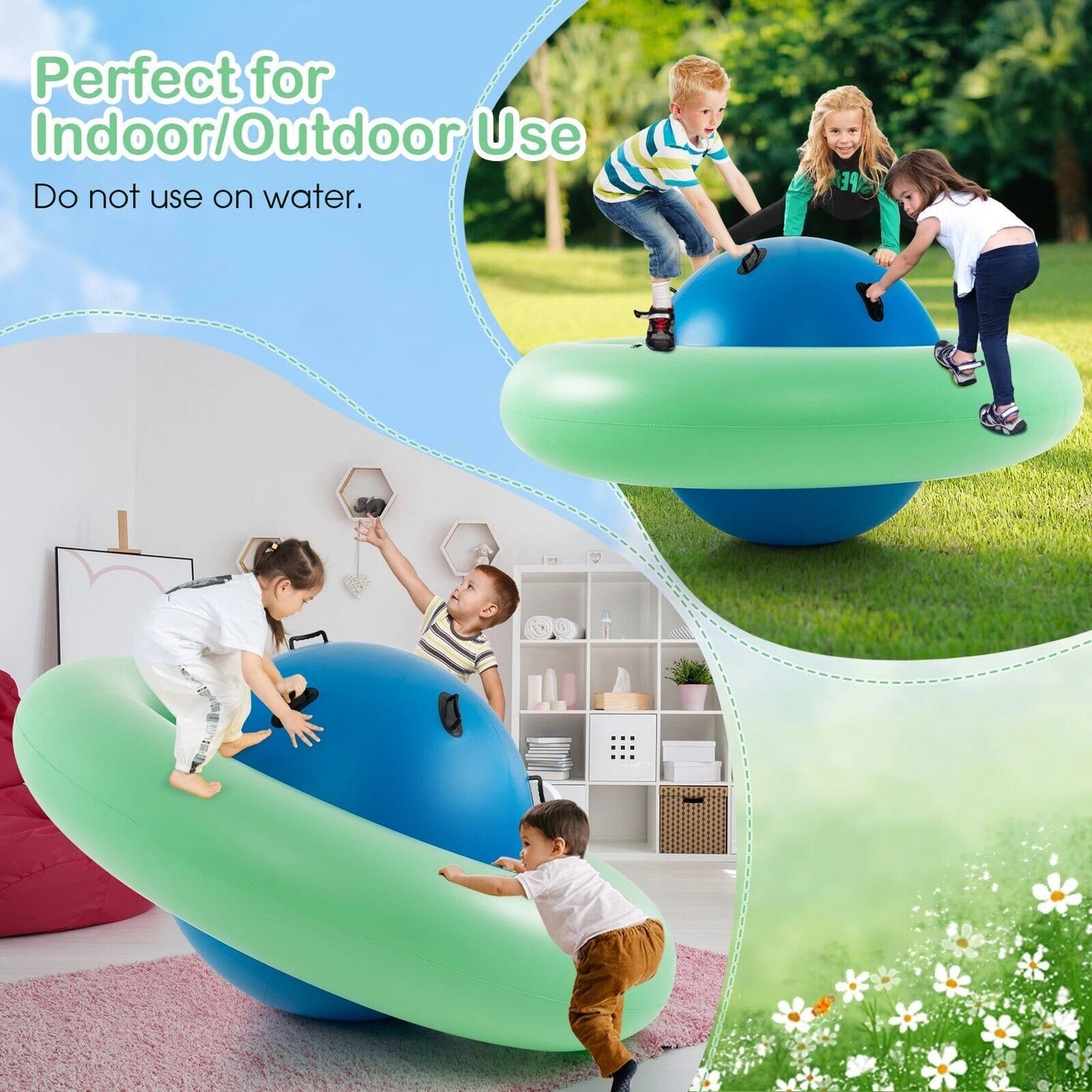 🎈 7.5ft Inflatable Dome Rocker | 6 Handles | Bounce, Roll, Climb