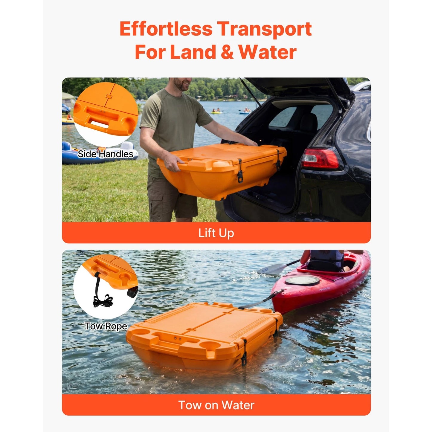 🌊 40QT Floating Cooler | Amphibious Hard Shell | Towable | Orange