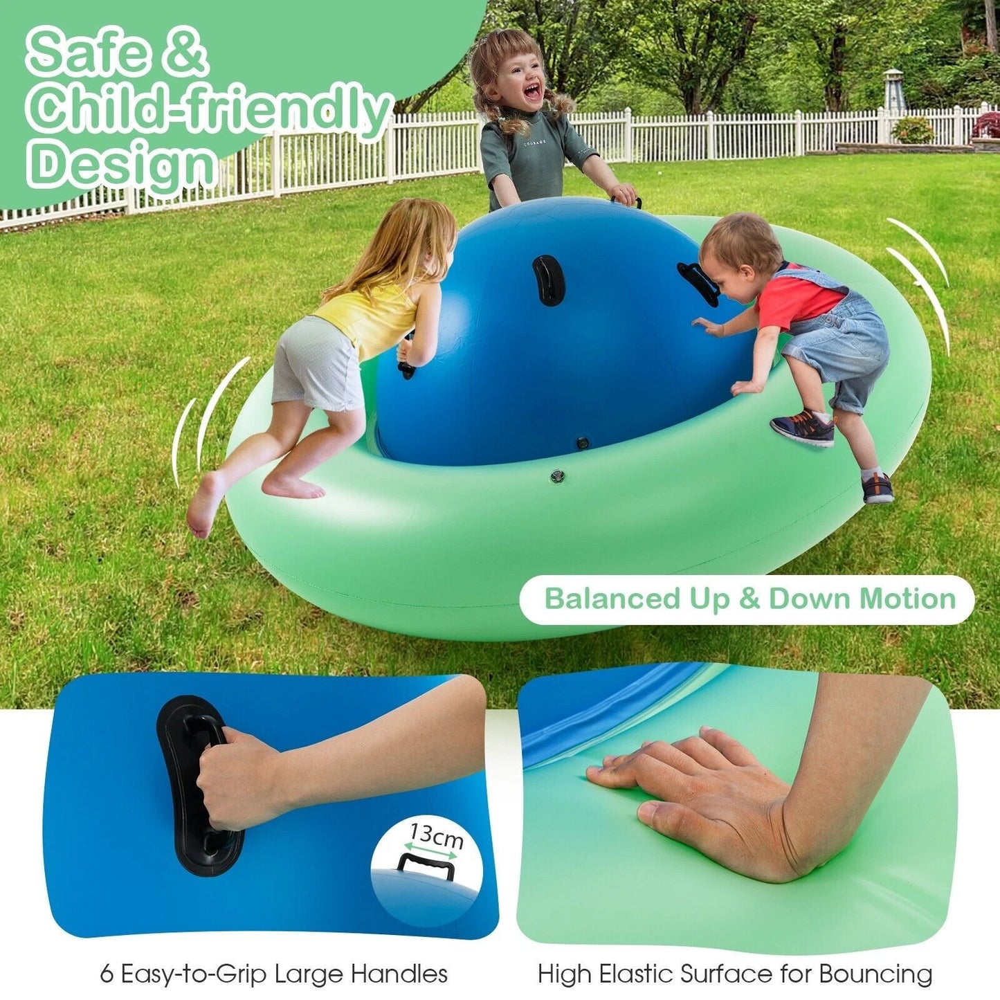 🎈 7.5ft Inflatable Dome Rocker | 6 Handles | Bounce, Roll, Climb