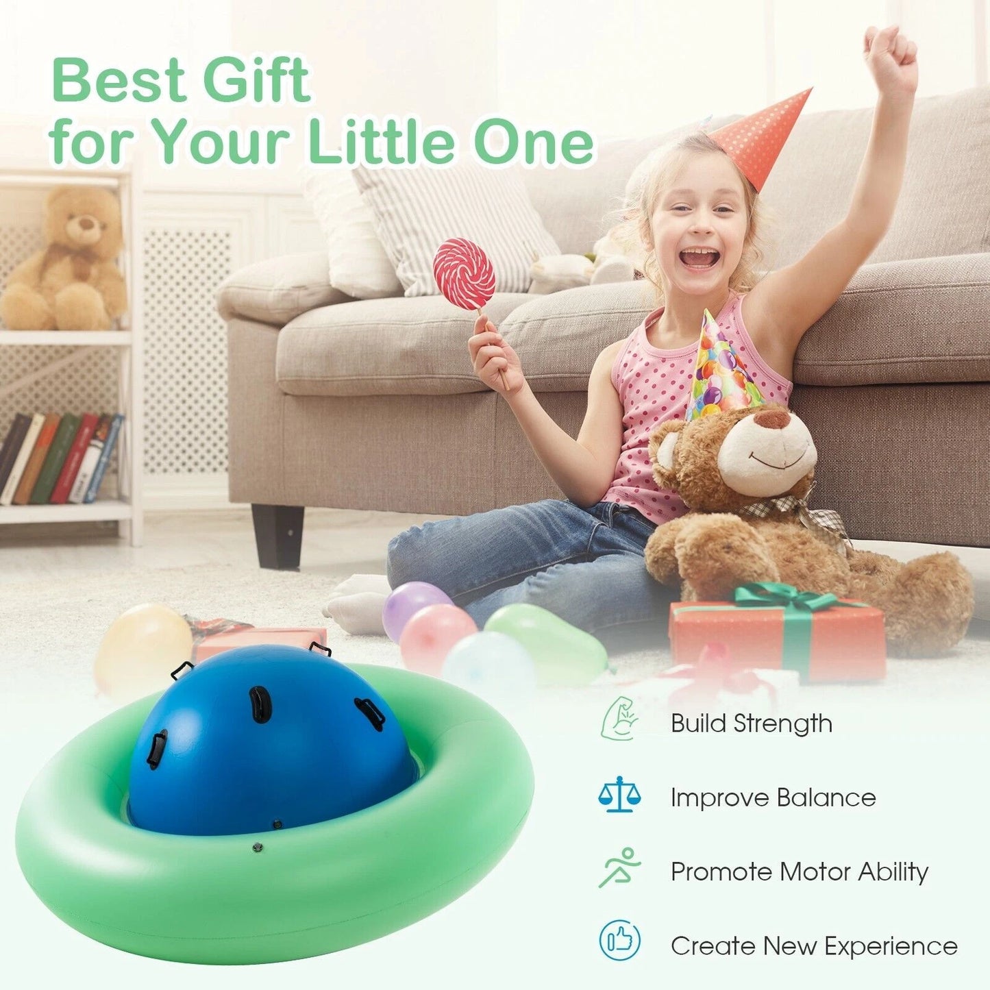🎈 7.5ft Inflatable Dome Rocker | 6 Handles | Bounce, Roll, Climb