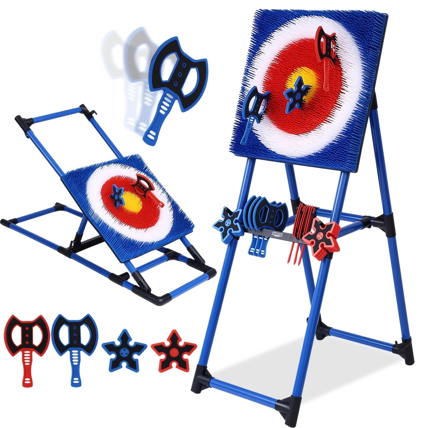🎯 Backyard Axe Throwing Game | 8 Axes + 8 Star Darts | Foldable Target
