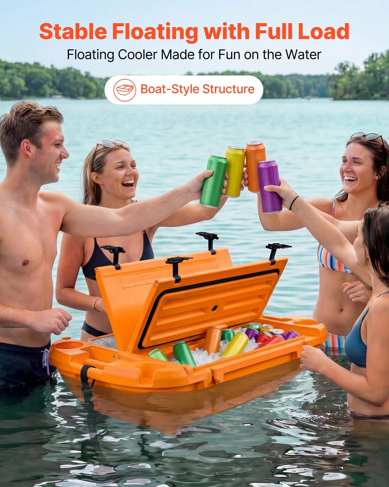 🌊 40QT Floating Cooler | Amphibious Hard Shell | Towable | Orange