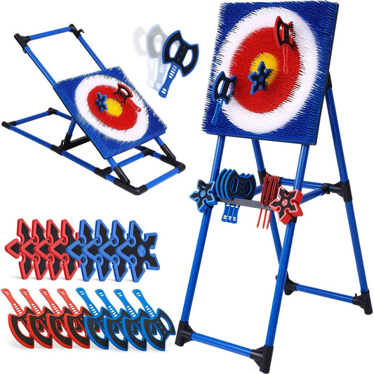 🎯 Backyard Axe Throwing Game | 8 Axes + 8 Star Darts | Foldable Target
